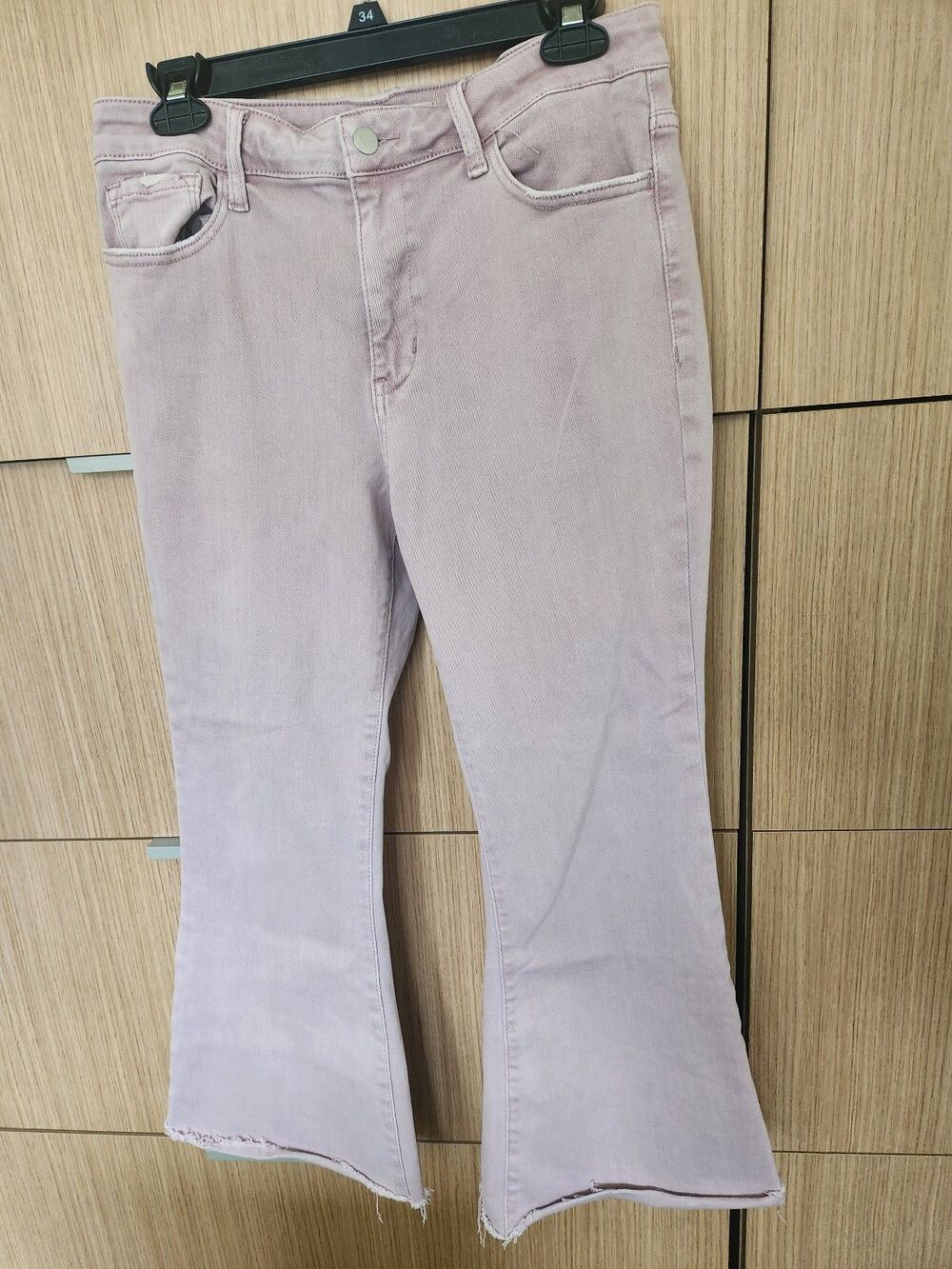 Altar'd State Mauve Pink Cropped Flare Leg Jeans w/ Raw Hems Size 30 US 10